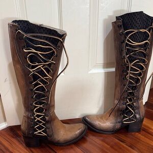 Freebird Tan/Brown Leather Heeled Boots